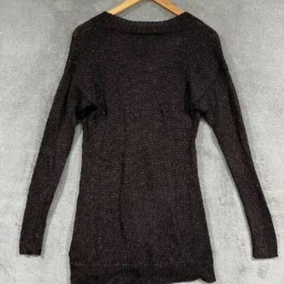 Guess Womens Metallic Long Sleeve Tunic V Neck Sweater Size Small - Picture 6 of 7